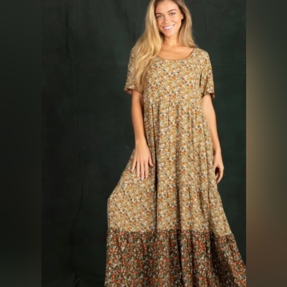 Floral Brown Maxi Dress